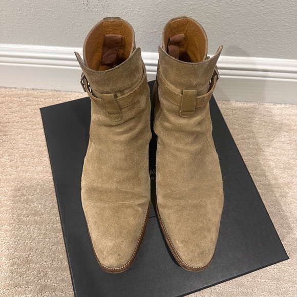 Saint Laurent Tan Suede Men's Boots (Wyatt 30 JODHPUR) - Picture 4 of 10